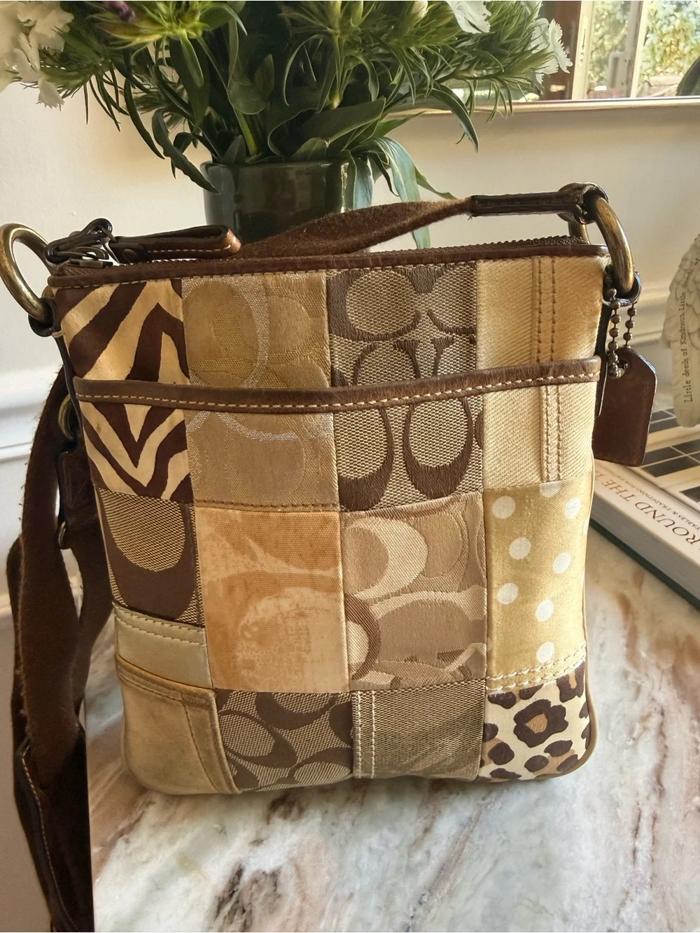 Coach Vintage Y2K Patchwork Bag Tan Crossbody‎ Swingpack